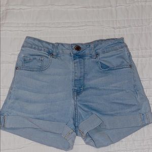 light wash denim shorts